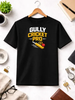 Gully Cricket Pro T-Shirt – Funny Cricket Graphic Tee for Boys & Men (Unisex)